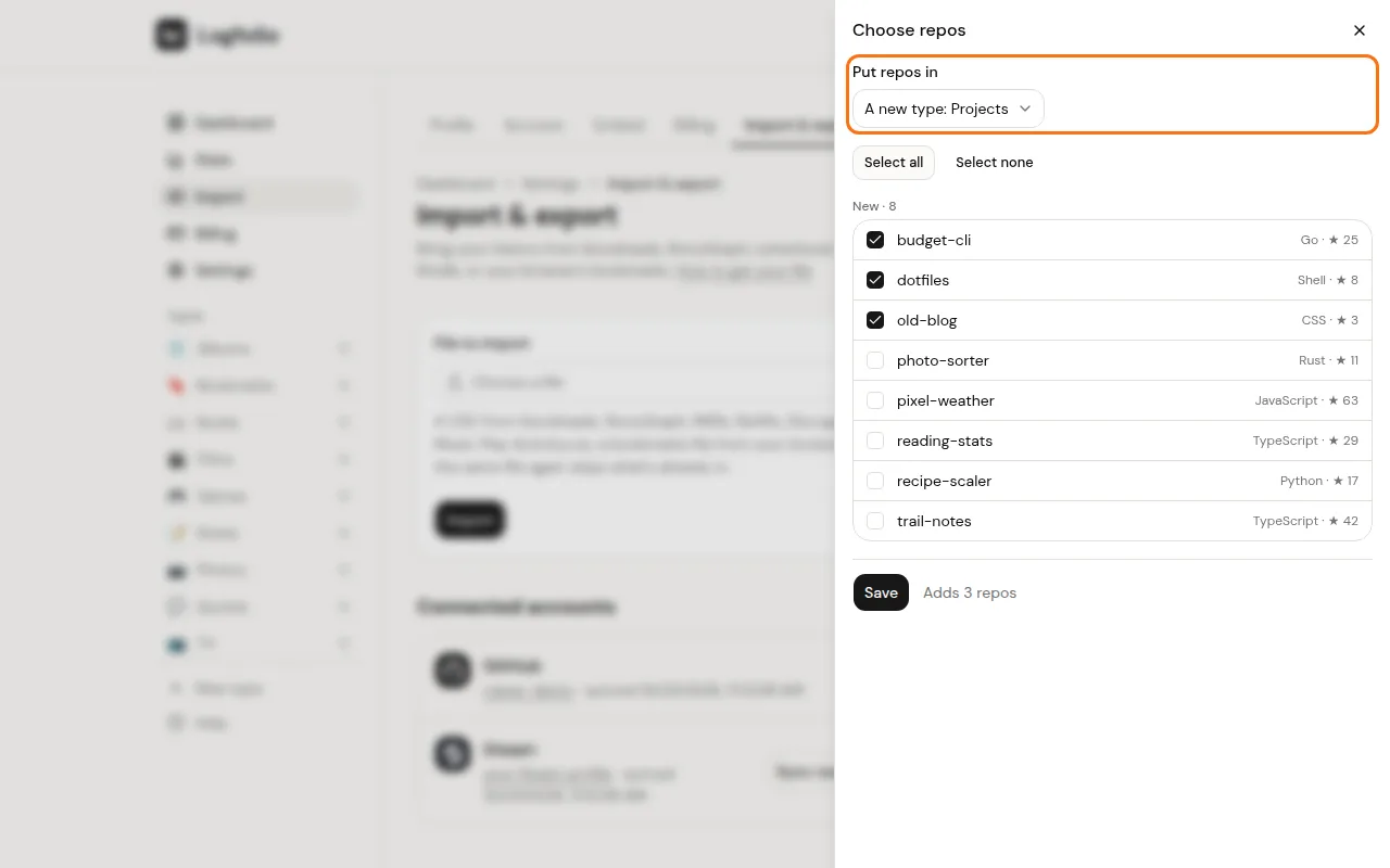 Choosing where GitHub repos go and which ones to add